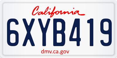 CA license plate 6XYB419