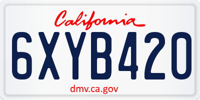 CA license plate 6XYB420