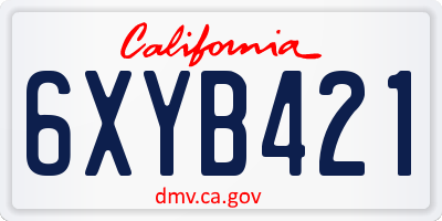 CA license plate 6XYB421