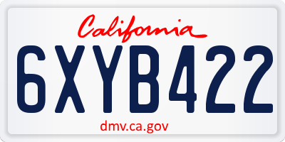 CA license plate 6XYB422