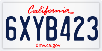 CA license plate 6XYB423