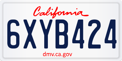 CA license plate 6XYB424