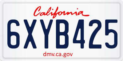 CA license plate 6XYB425