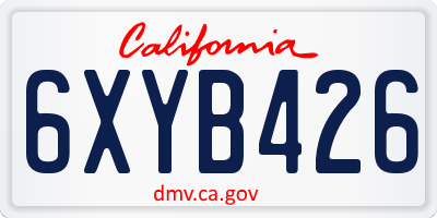 CA license plate 6XYB426