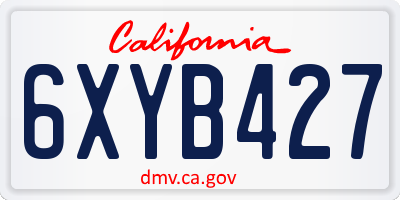 CA license plate 6XYB427