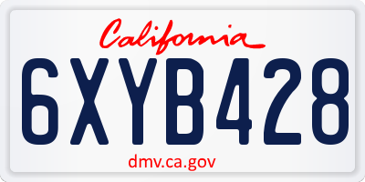 CA license plate 6XYB428