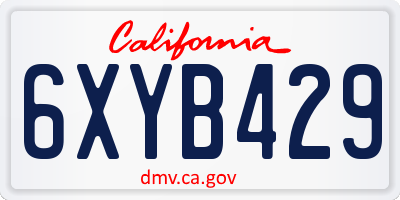 CA license plate 6XYB429