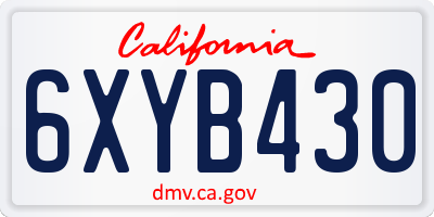CA license plate 6XYB430