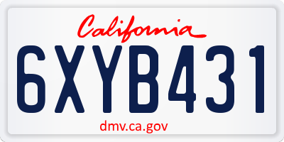 CA license plate 6XYB431