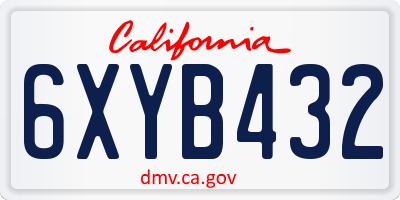 CA license plate 6XYB432