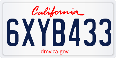 CA license plate 6XYB433
