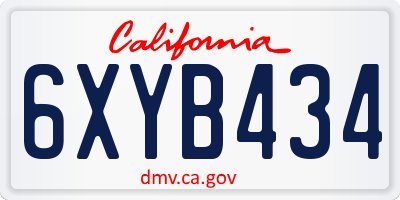 CA license plate 6XYB434