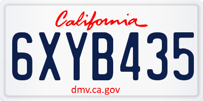 CA license plate 6XYB435