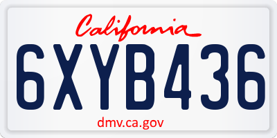 CA license plate 6XYB436
