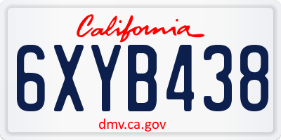CA license plate 6XYB438