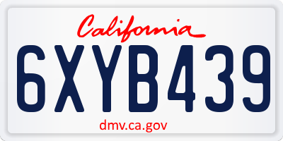 CA license plate 6XYB439