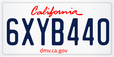 CA license plate 6XYB440
