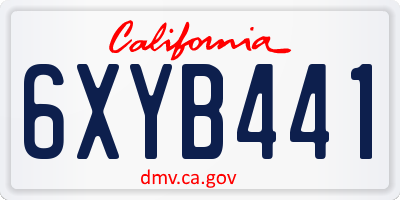 CA license plate 6XYB441