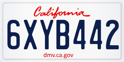 CA license plate 6XYB442