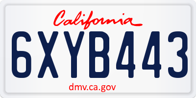 CA license plate 6XYB443