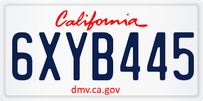 CA license plate 6XYB445