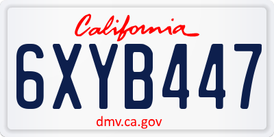 CA license plate 6XYB447