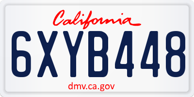 CA license plate 6XYB448