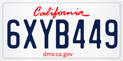 CA license plate 6XYB449