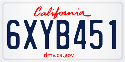 CA license plate 6XYB451