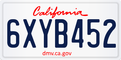 CA license plate 6XYB452