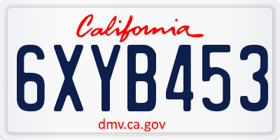 CA license plate 6XYB453