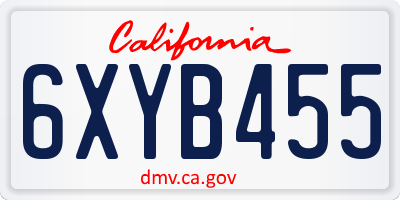 CA license plate 6XYB455