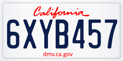 CA license plate 6XYB457