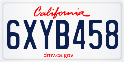 CA license plate 6XYB458