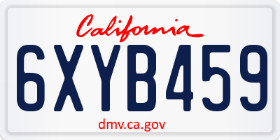 CA license plate 6XYB459