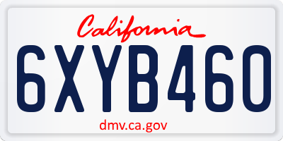 CA license plate 6XYB460