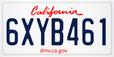 CA license plate 6XYB461