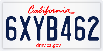 CA license plate 6XYB462