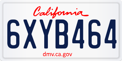 CA license plate 6XYB464