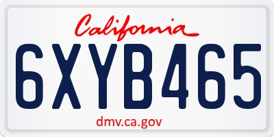 CA license plate 6XYB465