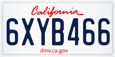 CA license plate 6XYB466