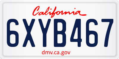 CA license plate 6XYB467