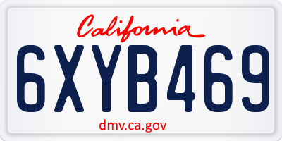CA license plate 6XYB469