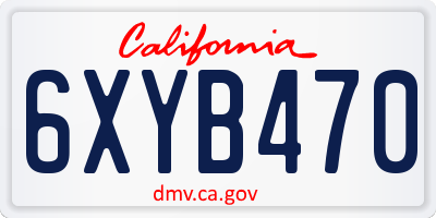 CA license plate 6XYB470