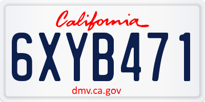 CA license plate 6XYB471