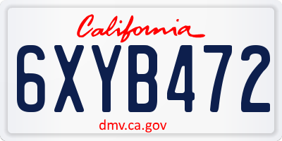 CA license plate 6XYB472