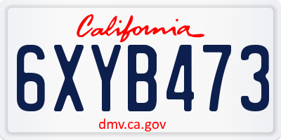 CA license plate 6XYB473