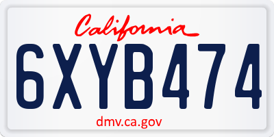 CA license plate 6XYB474