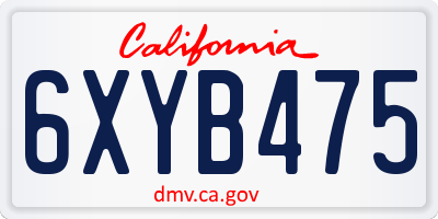 CA license plate 6XYB475