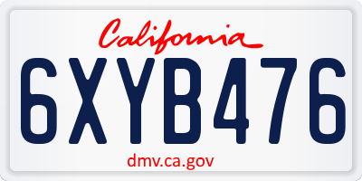 CA license plate 6XYB476